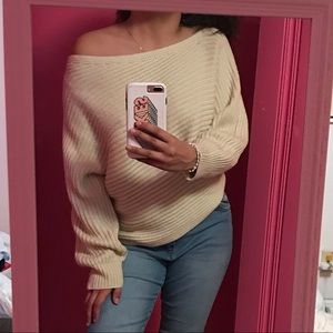 Off shoulder knit sweater